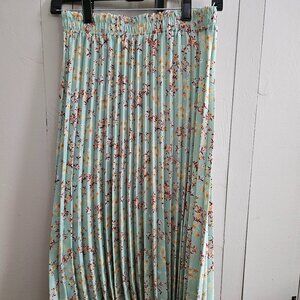 S/M Green Floral S. Christina Skirt Midi